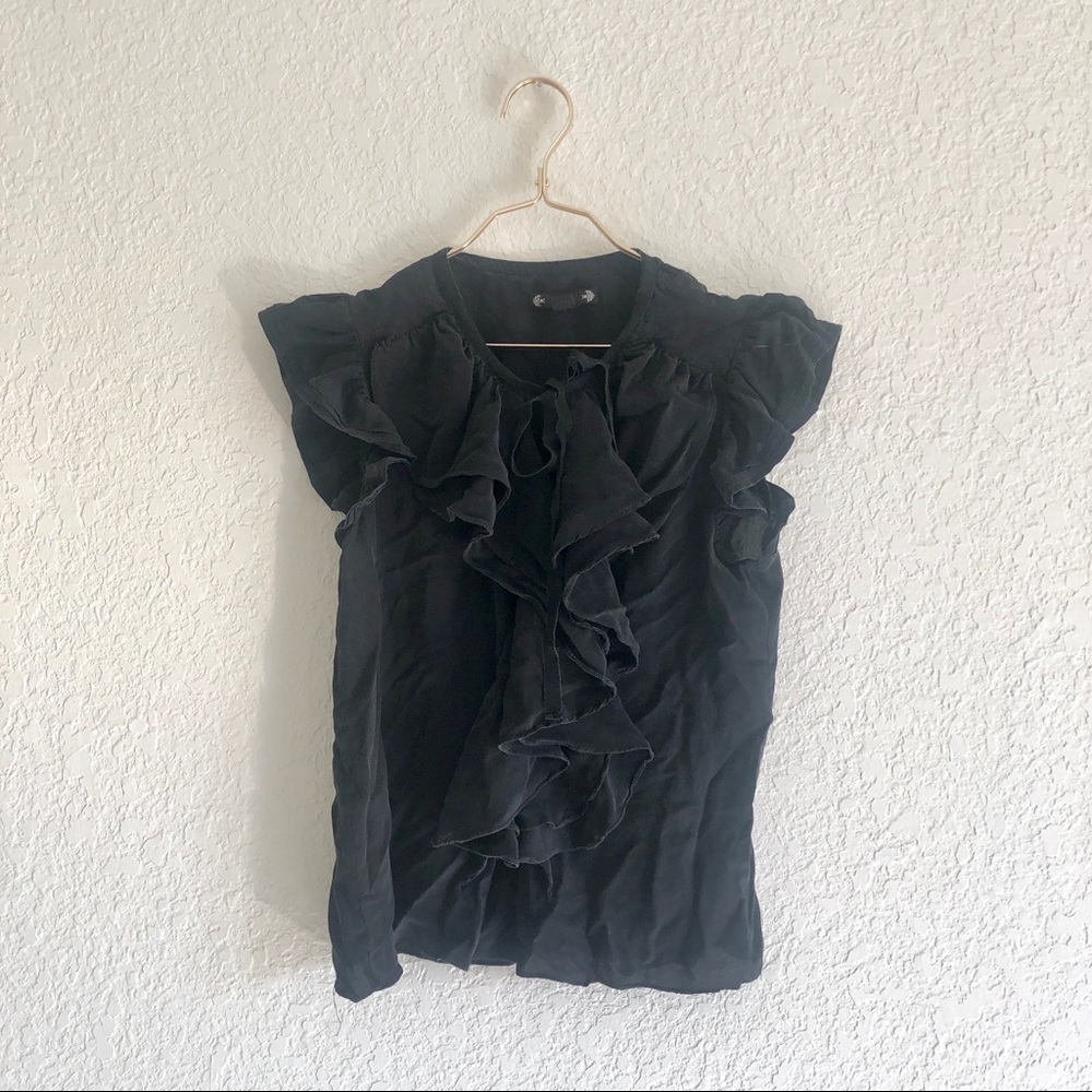Filtre Black Cap Sleeve Ruffle Top 🖤